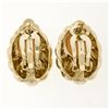 Image 5 : Large 14K Yellow Gold Oval Angel Skin Coral Fluted Grooved Ribbed Omega Earrings