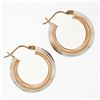 Image 4 : New 14k Rose & White Gold Triple Puffed Tube Round Hoop Earrings