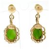 Image 3 : Vintage 14k Yellow Gold Oval Green Jade Non Pierced Earrings
