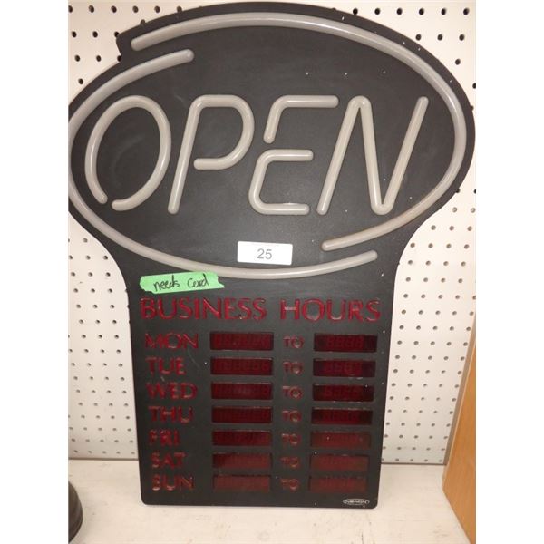 electric "open" sign no cord but works