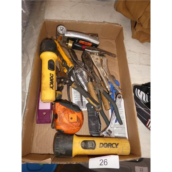 misc tools: wrenches, flashlights, tape measure