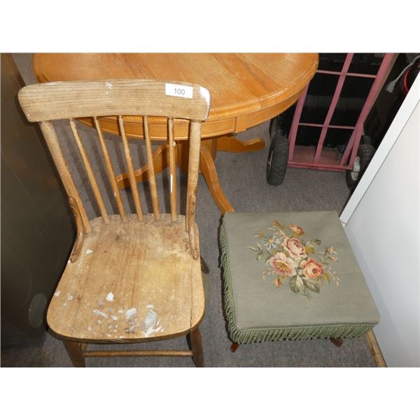 wooden chair & stool/ottoman