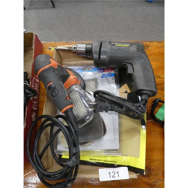 drill, sander w/ sand paper