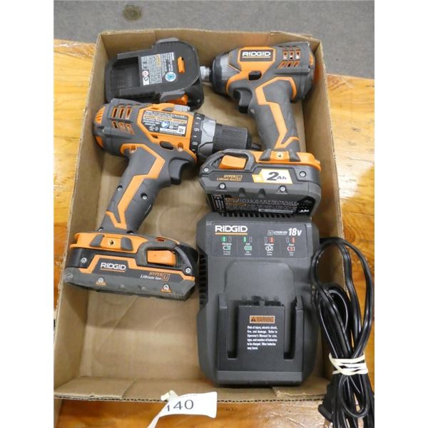 Ridgid 1/2" drill, driver, battery, charger works
