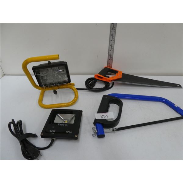 work lights, handsaws