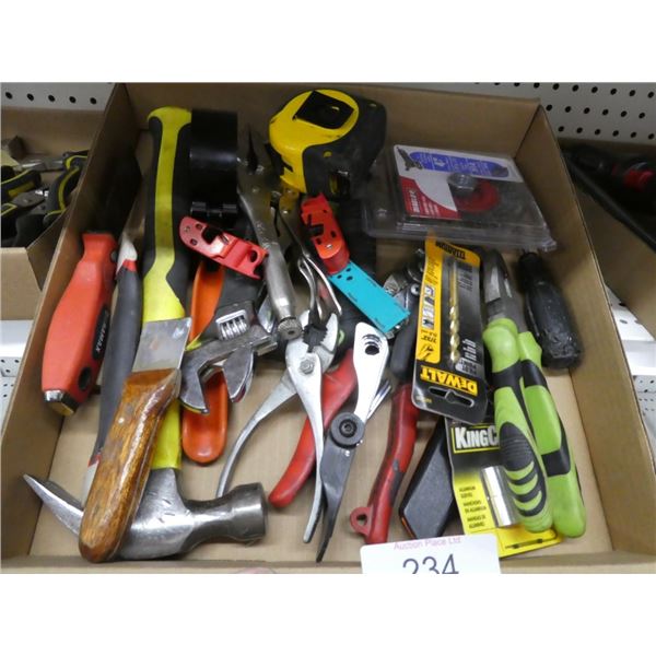misc tools: tape measure, wrenches, hammer,