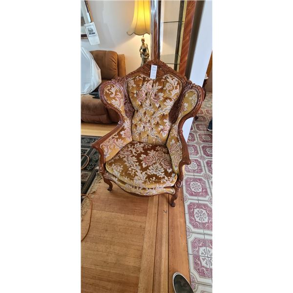 Carved,Upholstered Chair A