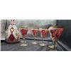 Image 2 : White & Cranberry Glass Decanter Set A