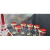 Image 6 : White & Cranberry Glass Decanter Set A