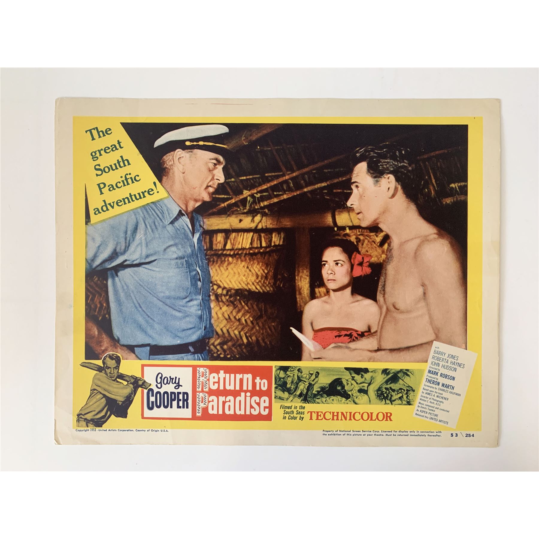Return to Paradise original 1953 vintage lobby card