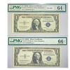 Image 1 : (2) 1935 E $1 Silver Cert.'s PMG
