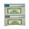 Image 2 : (2) 1950 $5 Fed Reserve Notes PMG Ch UNC 63