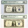 Image 1 : (2) 1935 D $1 Silver Cert.'s PMG Ch UNC 64
