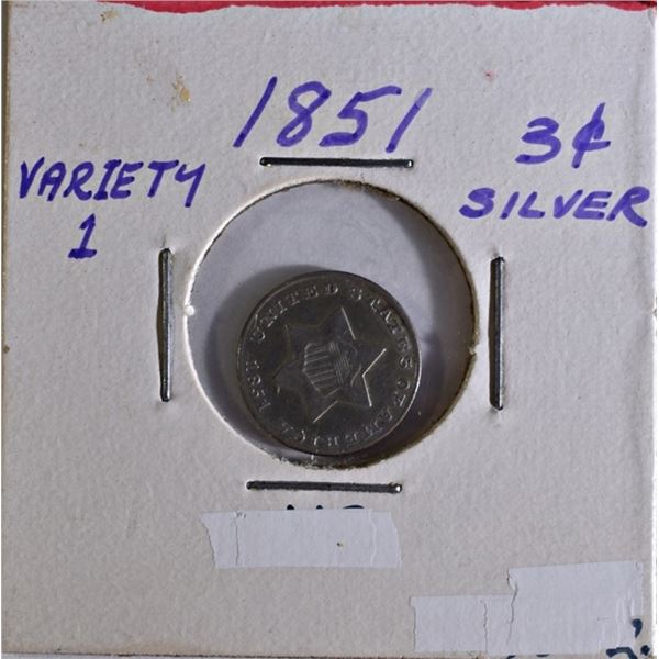1851 3 CENT SILVER PIECES FINE