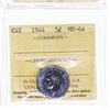 Image 5 : Group of 4 Canada Five Cents - 2 x 1944, 1952, 1958 - All MS64 ICCS
