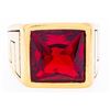 Image 2 : 24kt Gold Overlay on Stainless Steel Ruby RedCushion Cut Soliatire Ring -Size 11