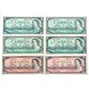 Image 1 : Canada - Group of 6 -1954 -1967 Replacement Notes - $1 & $2