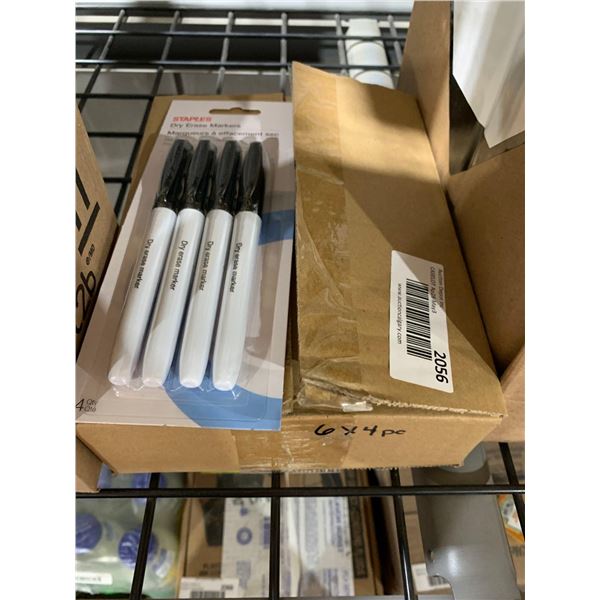 CASE LOT- Staples Dry Erase Markers 6 x 4pc