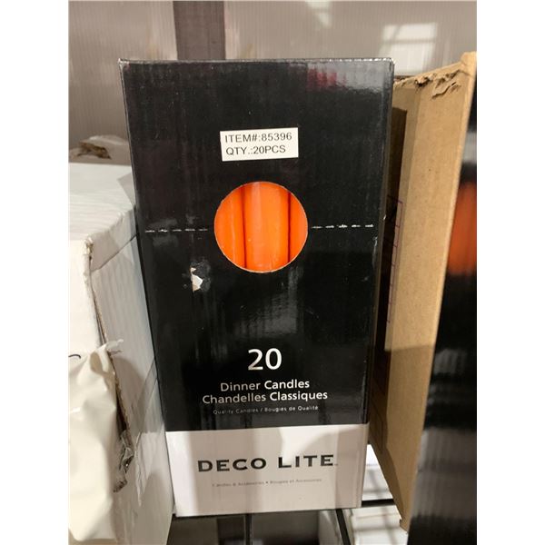 CASE LOT- Deco Lite Orange Dinner Candles 20 Count