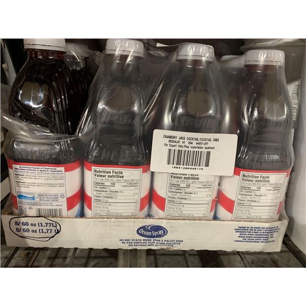 CASE LOT Ocean Spray Cranberry Juice Cocktail 8x1.77L