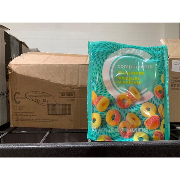 CASE LOT Compliments Peach Rings 12x125g