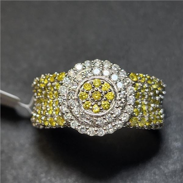 10K Gold Yellow & White Diamond cluster Ring size 7 Made in Canada -Appraised Value $4875.00