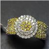 Image 3 : 10K Gold Yellow & White Diamond cluster Ring size 7 Made in Canada -Appraised Value $4875.00