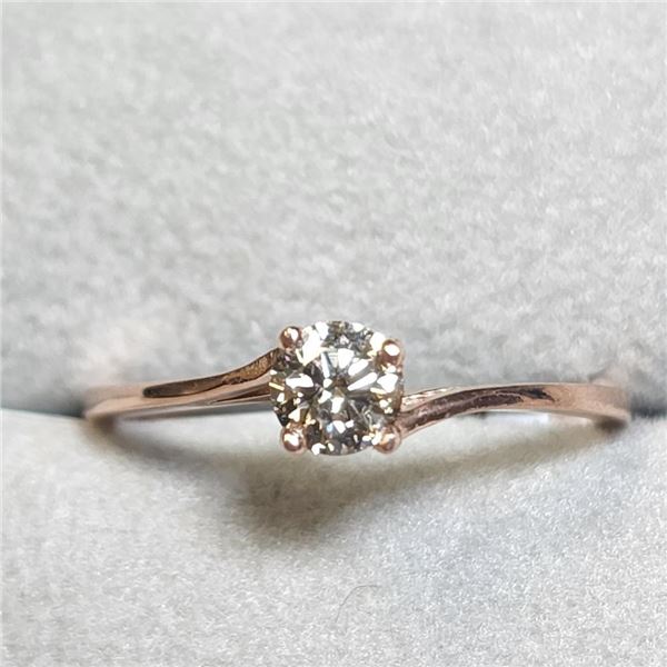 10K Rose Gold Brilliant Cut .32 Carat Diamond (I1-3,I1) Solitaire Ring size 6.5 Made in Canada -Appr