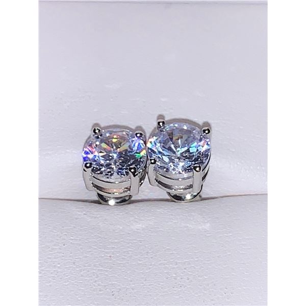 Set of Solitaire Stud 1.5 Carat TW Earrings set in .925 Silver