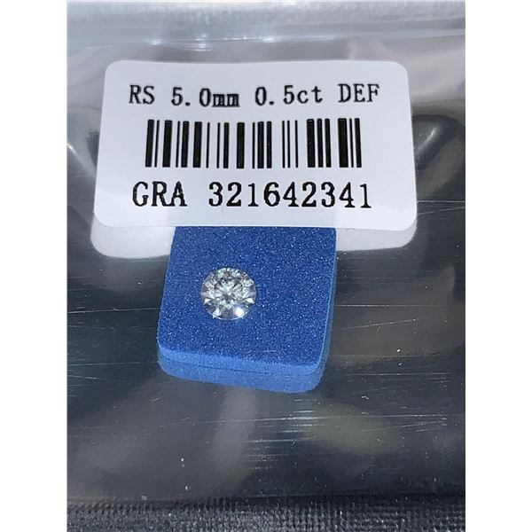 NEW Moissanite 5mm, .50 Carat Round Cut Solitaire, VVS1 Clarity with Certificate