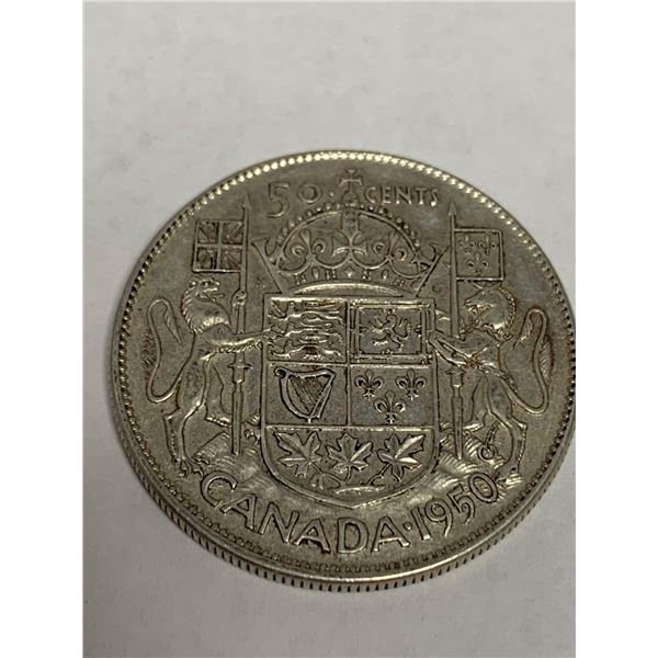 Canada 1950 King George VI Vintage Silver Half Dollar