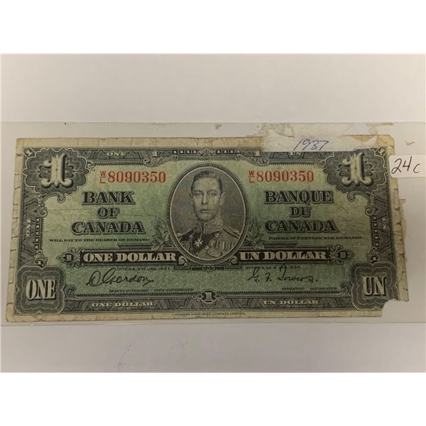 Bank of Canada 1937 King George VI $1.00 Bill