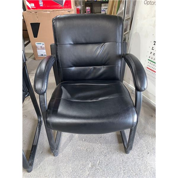 Black Bonded Leather Side Chair with Metal Frame