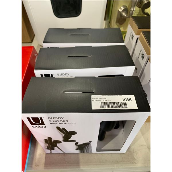 Umbra Buddy Hooks Set of 3 Black Lot of 3 boxes