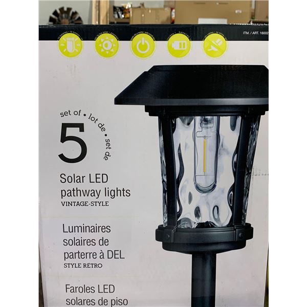 Solar LED Pathway Lights Vintage Style Set of 5