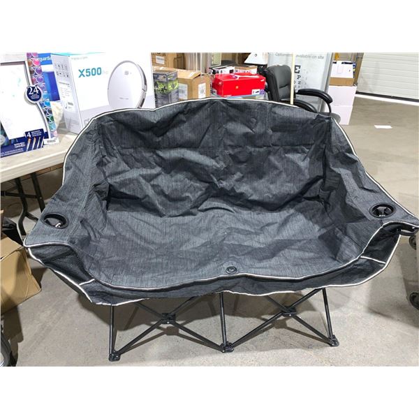 Folding Double Camping Chair w/ Cup Holders and Bag