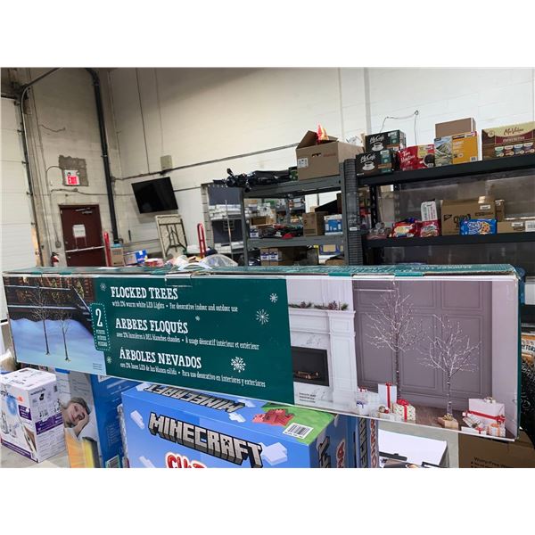 2 Flocked Trees w/ 296 warm white LED Lights