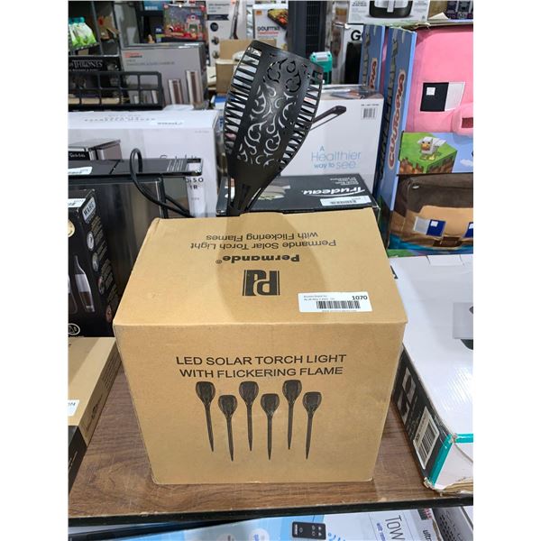 Permande Solar Torch Light w/ Flickering Flames Set of 6
