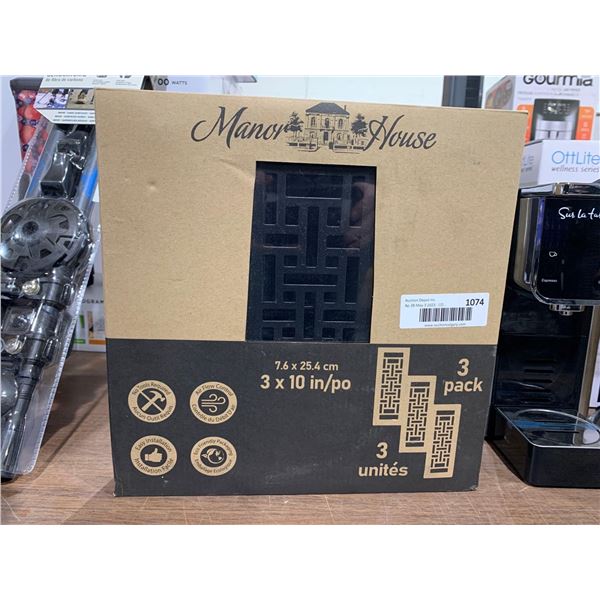 Manor House Decorative Floor Registers 3"x10" Pack of 3