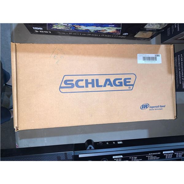 Schlage Door Lock Handleset, Exterior, Camelot, C Keyway, Satin Nickel, For Entrance