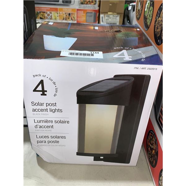 Solar Post Accent Lights Black Finish Set of 4