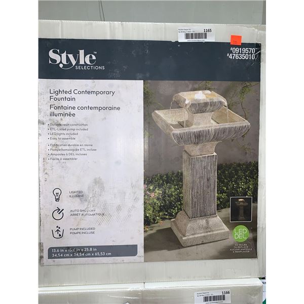 Style Selections Lighted Contemporary Fountain 13.6"x13.6"x25.8"