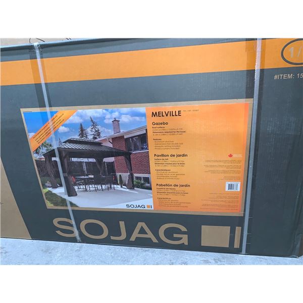 Sojag Melville Gazebo 13.87' x 9.77' Sun Shelter Rustproof aluminum frame Galvanized steel double ro