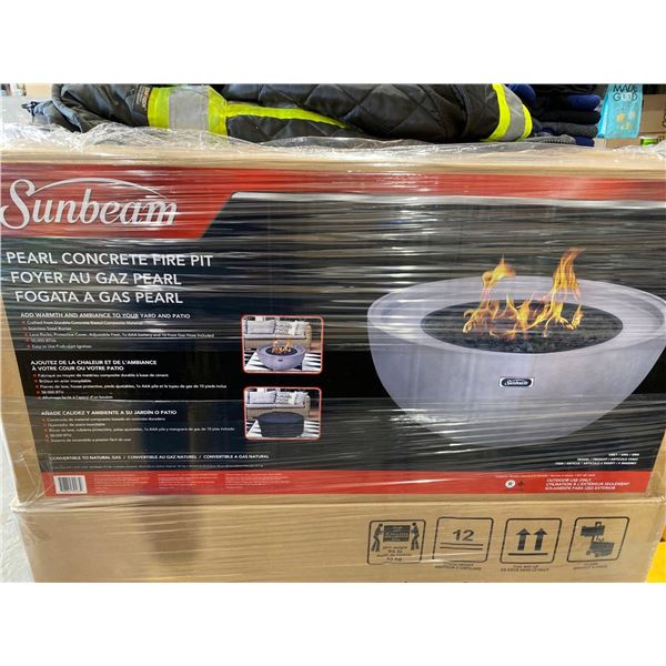 NEW Sunbeam Pearl Concrete Fire Bowl 31.5" x 31.5" x 14.5" Propane or Natural Gas