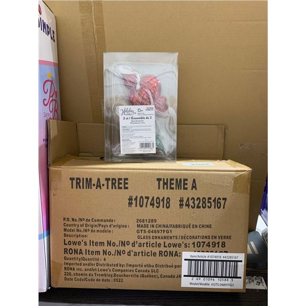 Holiday Living Glass Ornaments Indoor Use Pack of 2 Lot of 4 packs