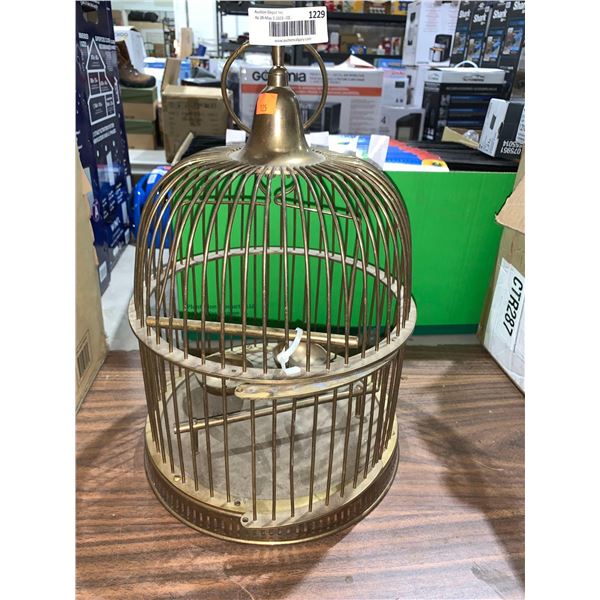 Brass Bird Cage w/ Built in Dishes and Swing