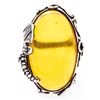 Image 2 : Sterling Silver Oval Amber Stone Ring