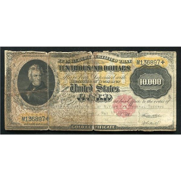 1900 $10,00 TEN THOUSAND DOLLARS GOLD CERTIFICATE NOTE “UNCANCELLED"