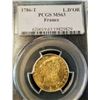 1786 T FRANCE GOLD LOUIS D'OR L.D'OR PCGS MS 63 HIGH GRADE .2255 oz Gold weight.