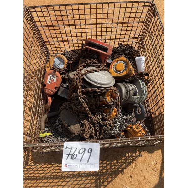 (5) CHAIN HOIST & PARTS BIN